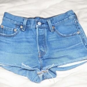 Levi's 501 Original High Rise Button Fly Denim Jean Shorts Size 25 (W25) Blue